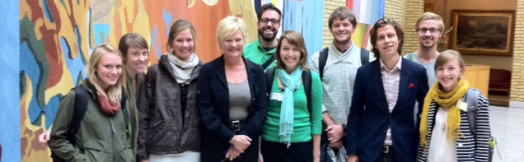 HECUA study abroad students with local politicians in Norway